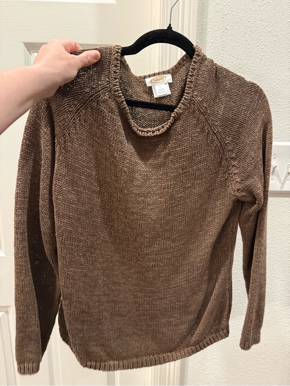 Talbots Brown Scoop-Neck Lightweight Knit Sweater